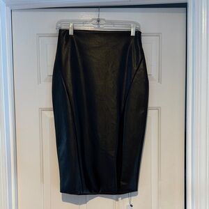 Superdown Black Faux Leather Pencil Skirt